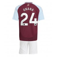 Fotbalové Dres Aston Villa Amadou Onana #24 Dětské Domácí 2024-25 Krátký Rukáv (+ trenýrky)